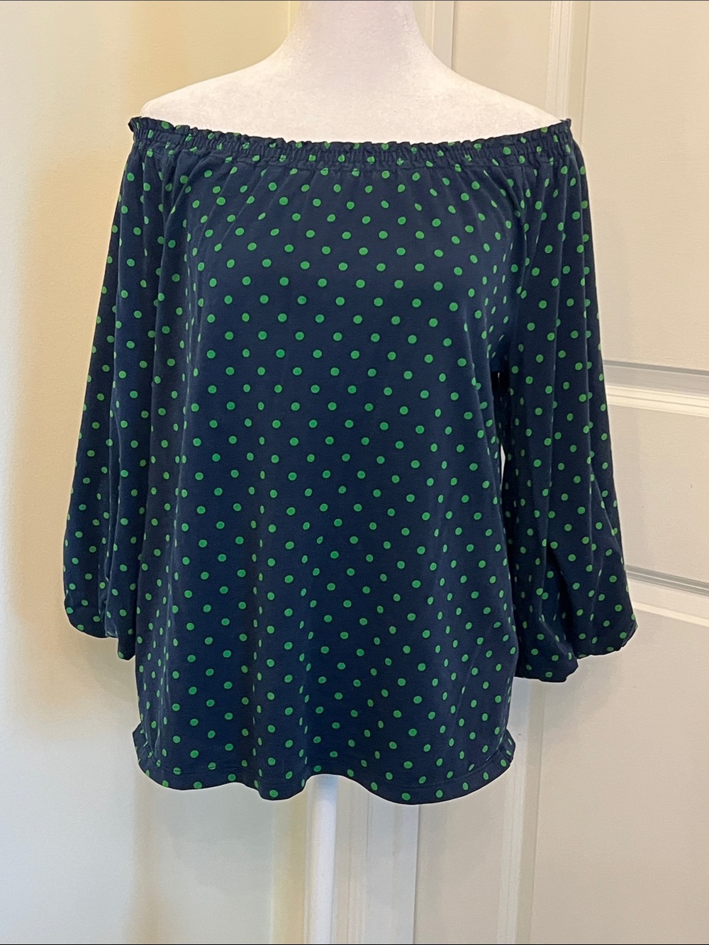 Lauren Ralph Lauren Off The Shoulder Polka Dot Top Women's M